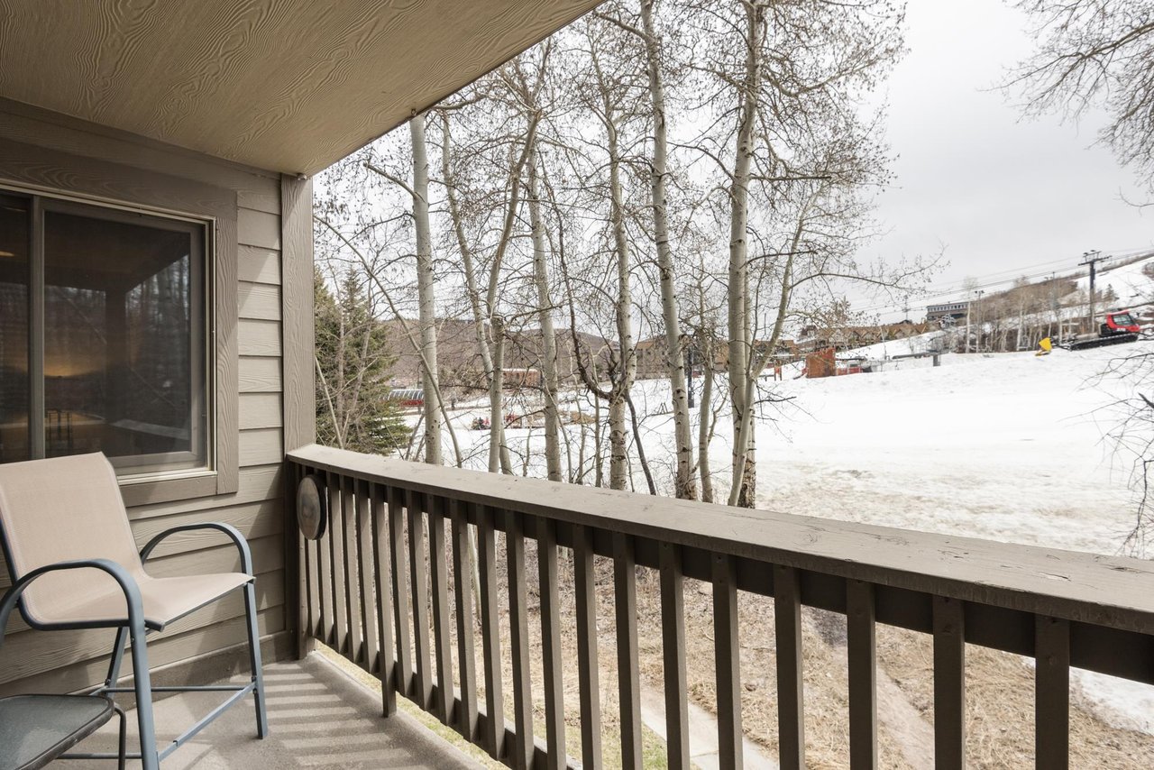 Enjoy views of the slopes from the private patio