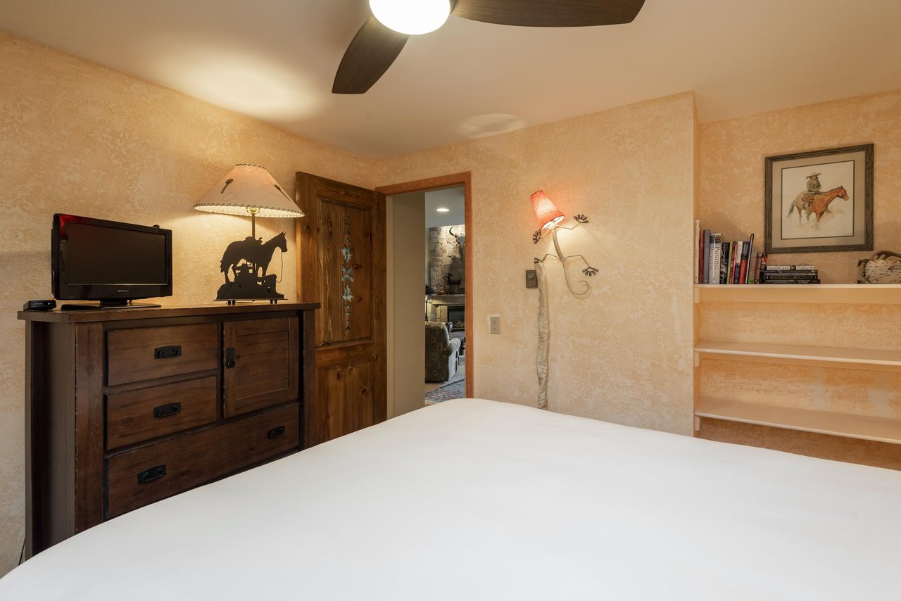 Comfortable queensized bed in the guest bedroom