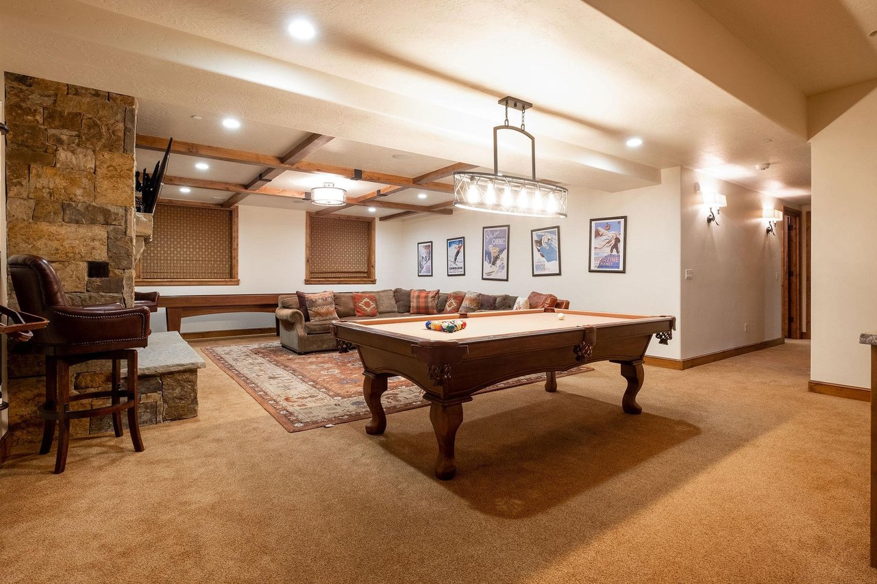 Billiards table on the lower level