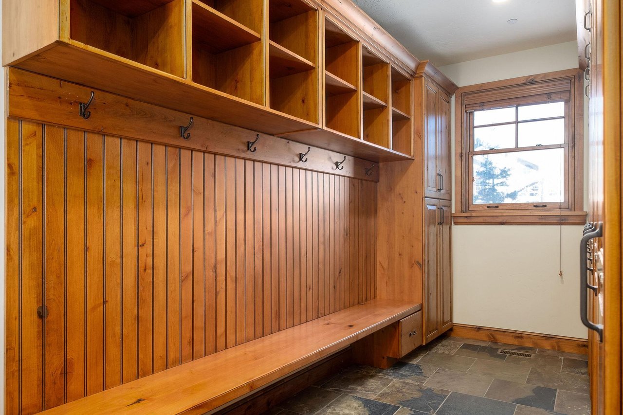 Ski locker room on the main level