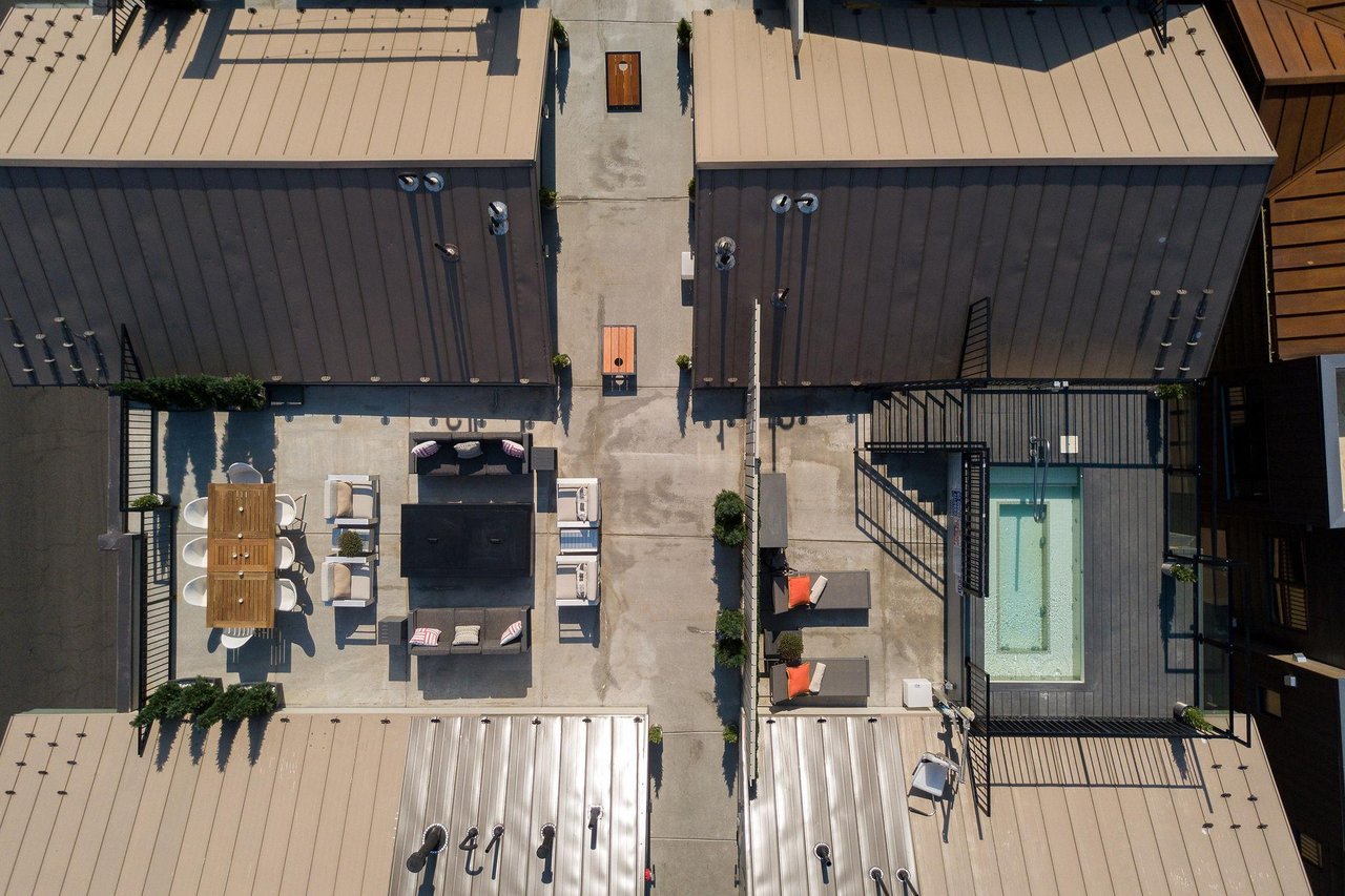 Aerial view of rooftop lounge