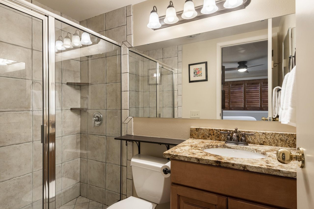 Ensuite main bathroom with walkin tiled shower