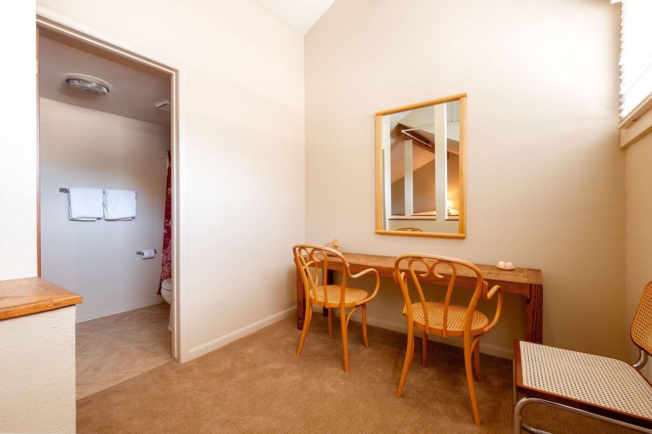 Loft bathroom and vanity area.