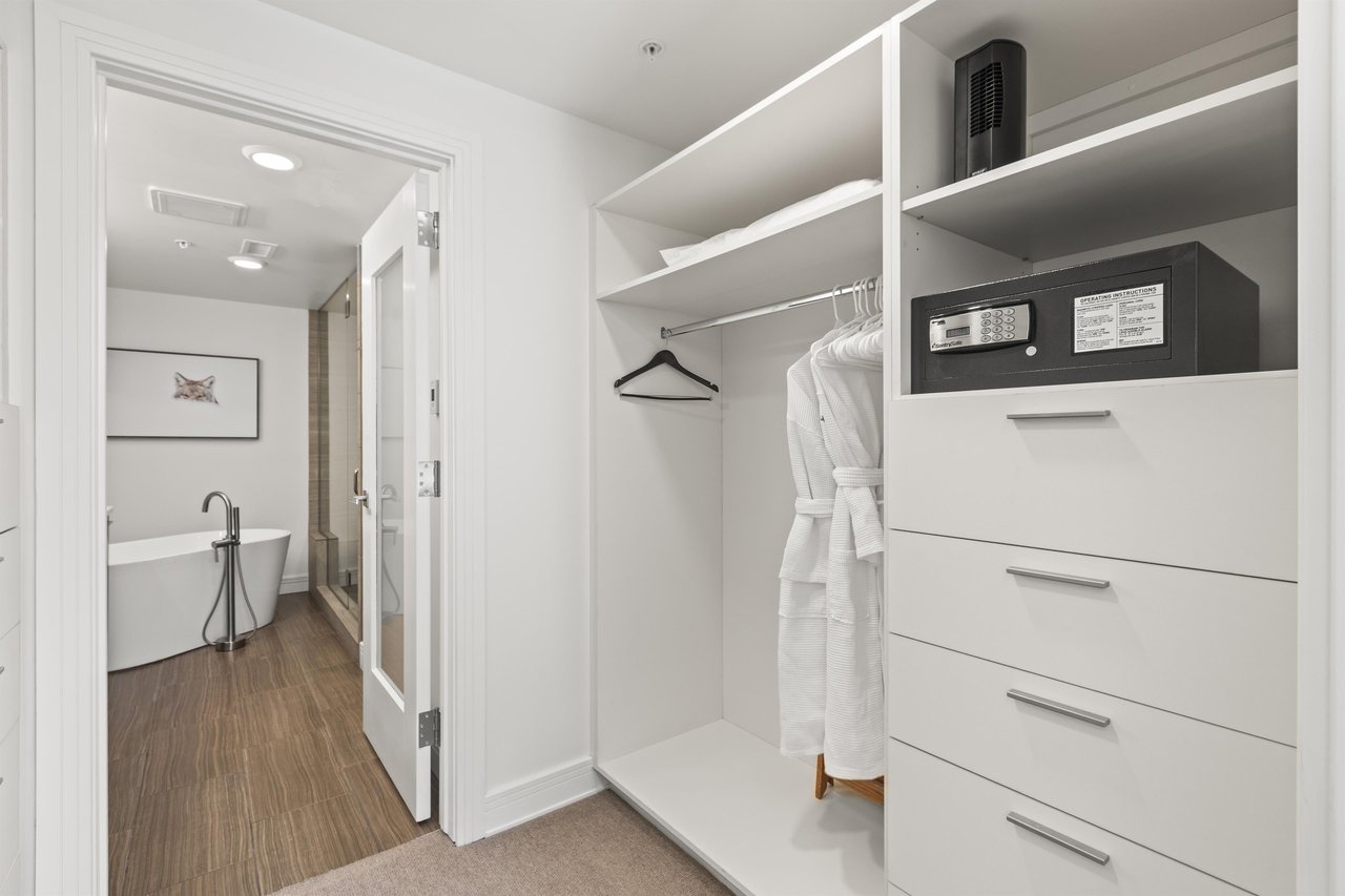 The main suite walkin closet  offers plenty of storage.