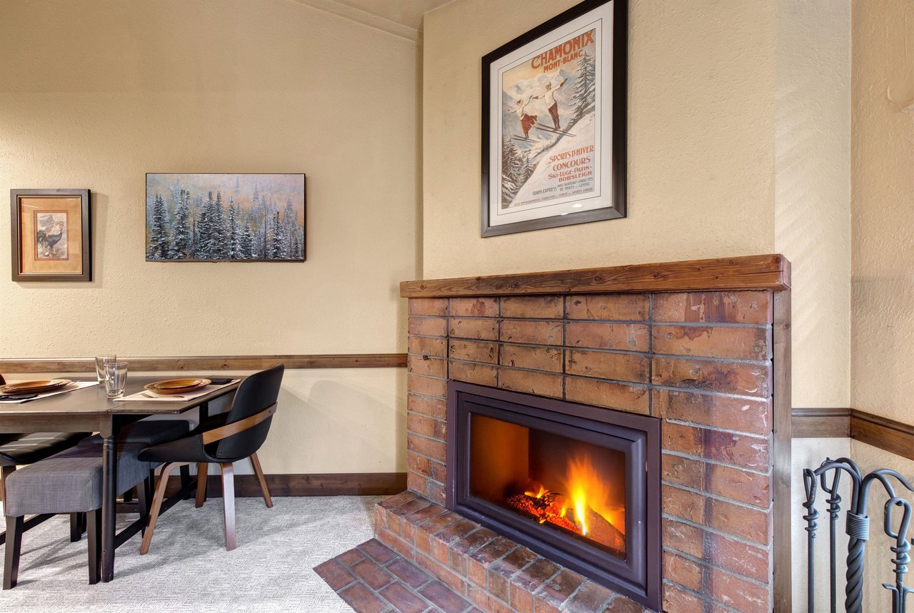 Cozy up by your crackling brick fireplace after a day of adventure.