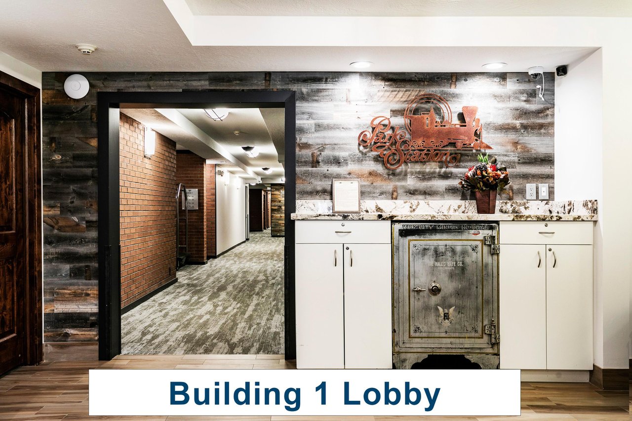 Park Station building 1 lobby entrance with mining era historic safe LABELED