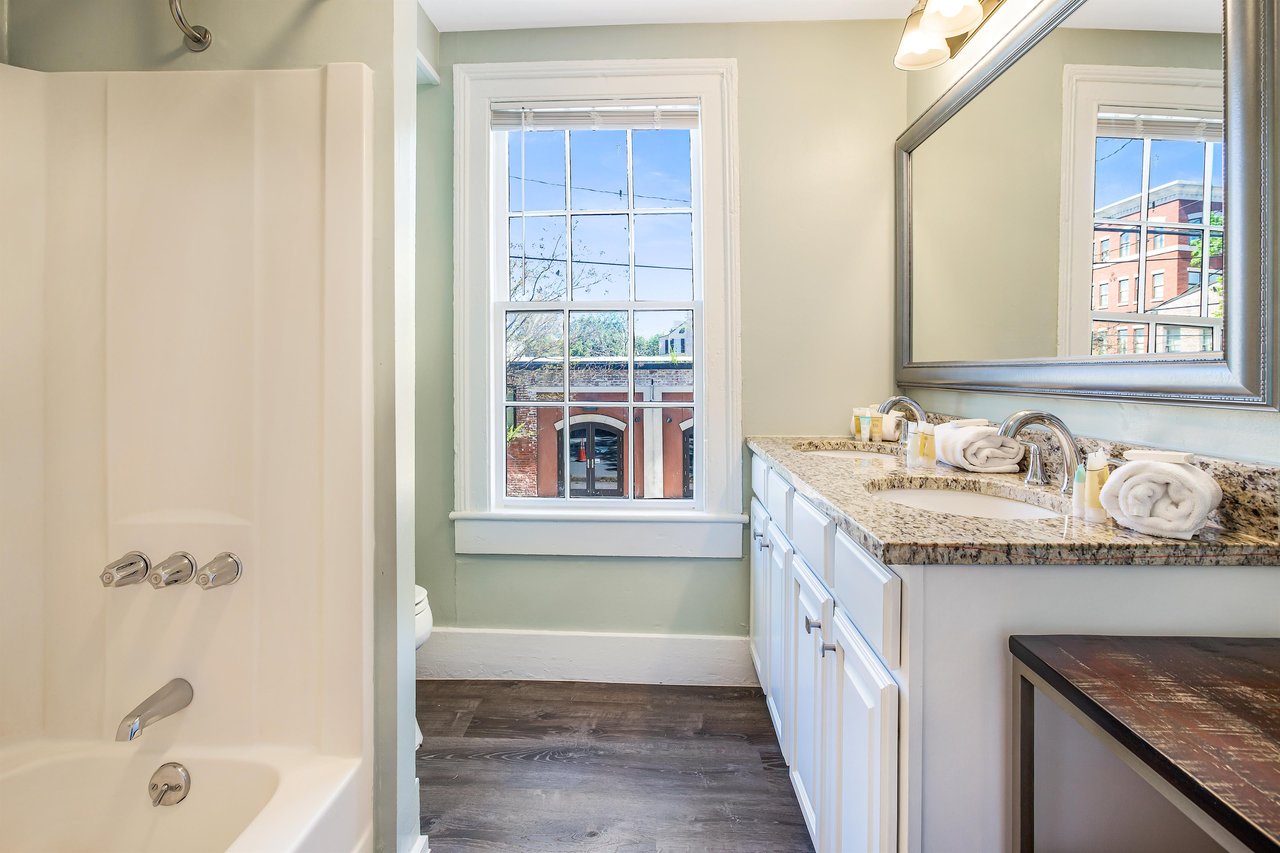Boasting with natural light, youll find this space perfect for getting ready for your Savannah adventure.