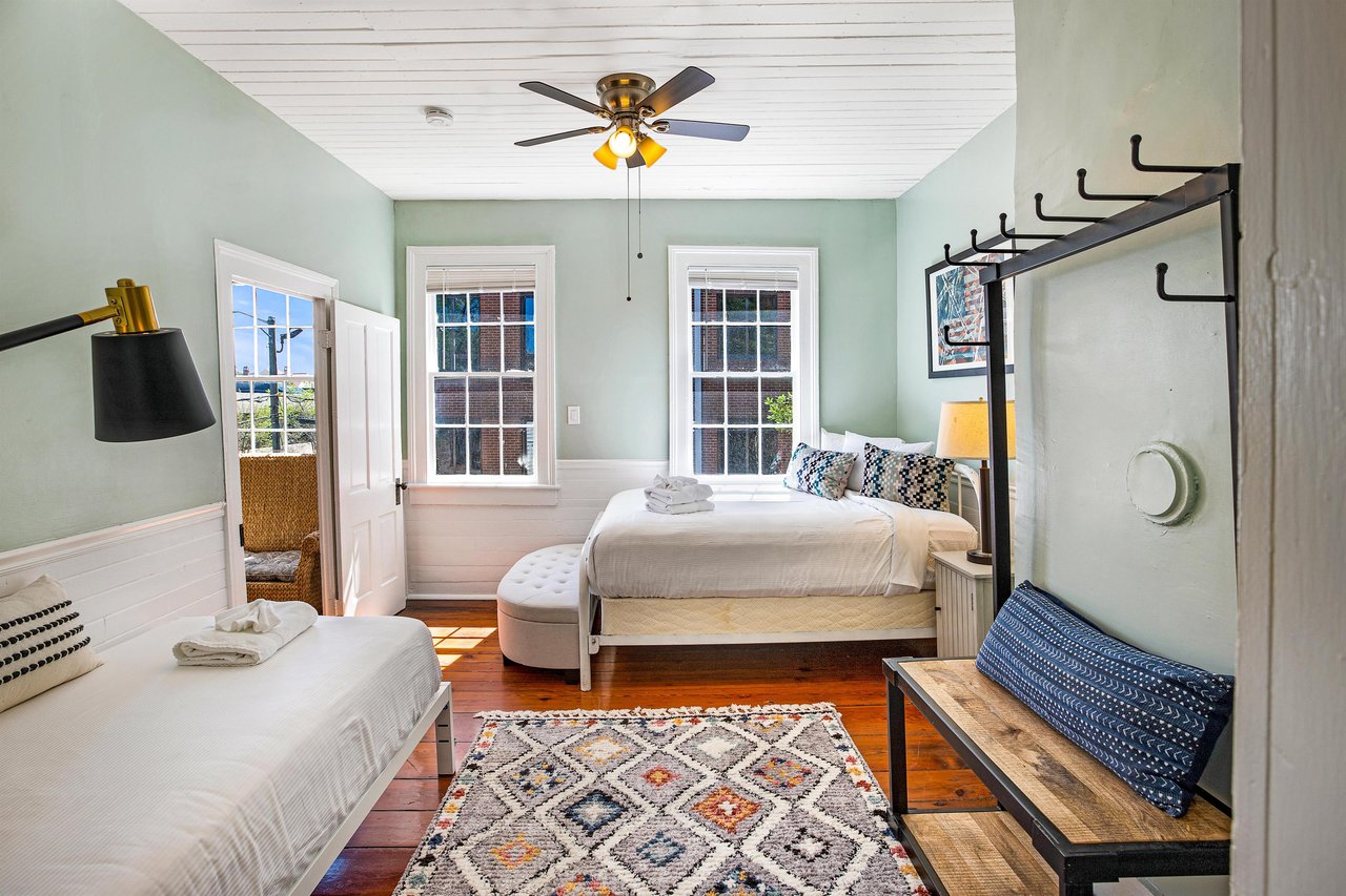 The third bedroom consists of a comfortable queen size bed, and a twin, with plenty of space to store or hang your belongings