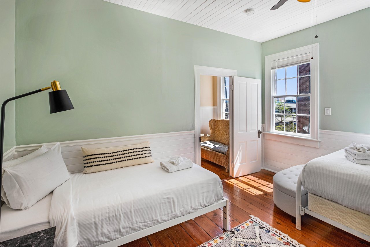 The shiplap is carried throughout the home, amongst the ceiling and walls.