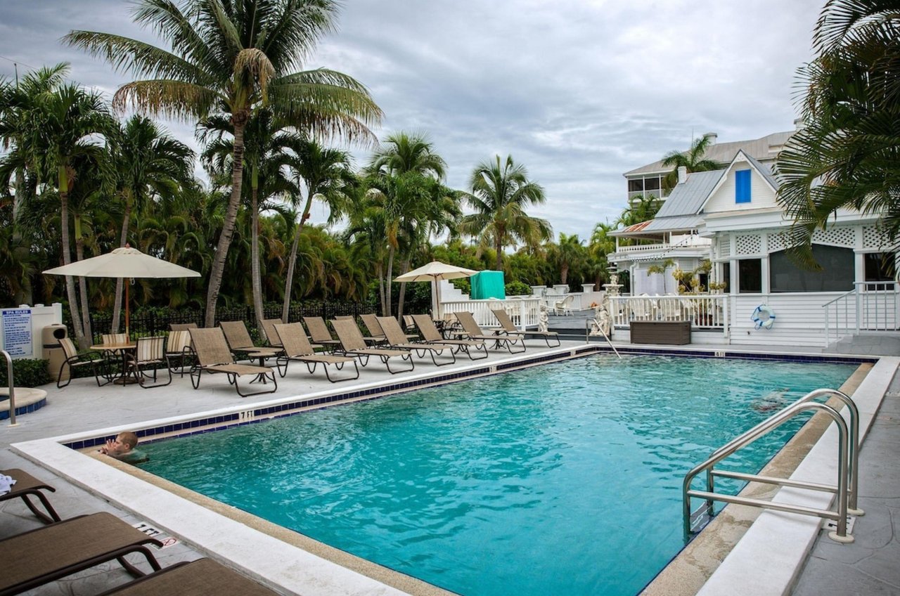 The tropical outdoor swimming pool