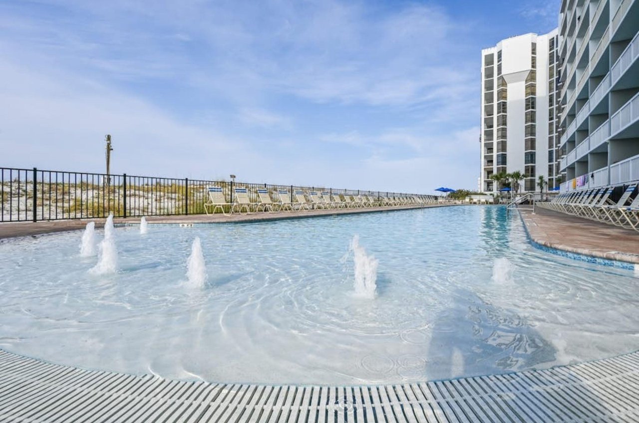The zeroentry swimming pool in front of Pelican Beach Resort in Destin Florida