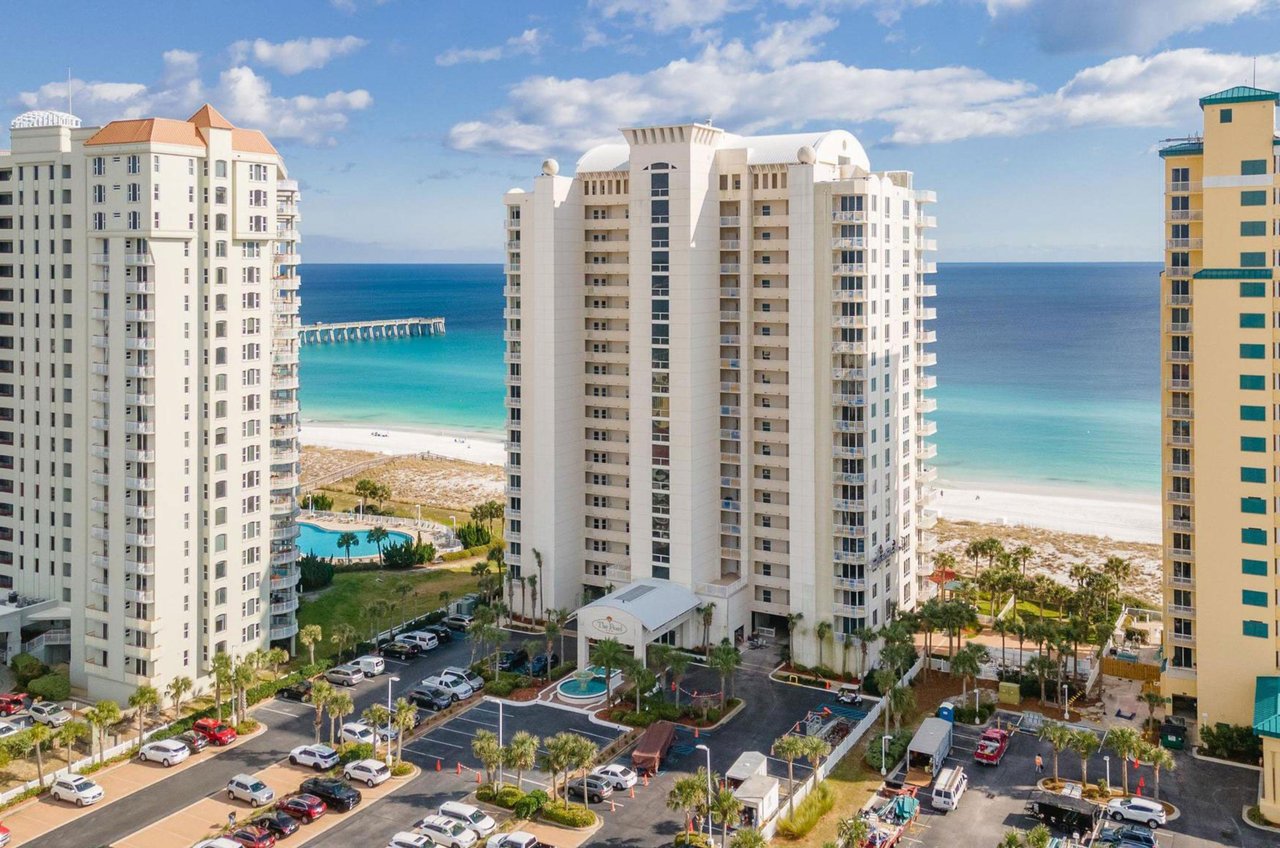 Aerial view of the Pearl of Navarre in Navarre Beach Florida