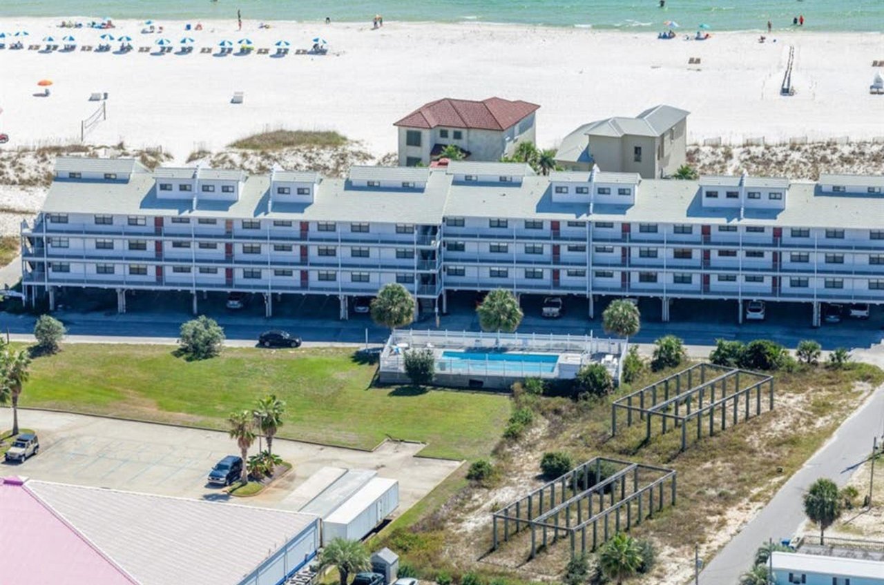 Aerial view of Seascape on the beach in Orange Beach Alabama