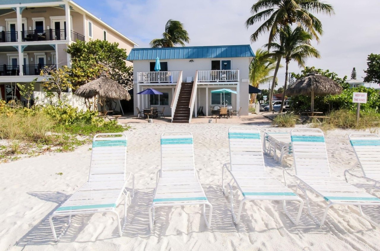 View from the beach of Anna Maria Island Inn in Bradenton Beach Florida