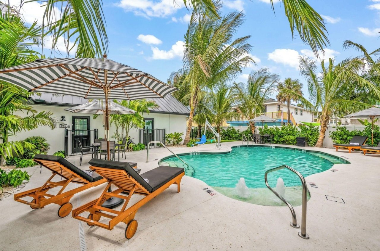 The outdoor pool in front of the other Anna Maria Inn locations in Bradenton Beach Florida