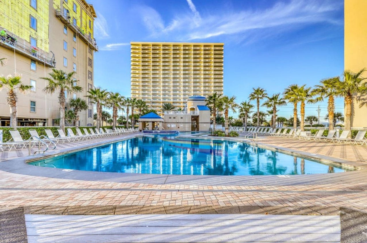View from the beach of Crystal Towers in Gulf Shores Alabama