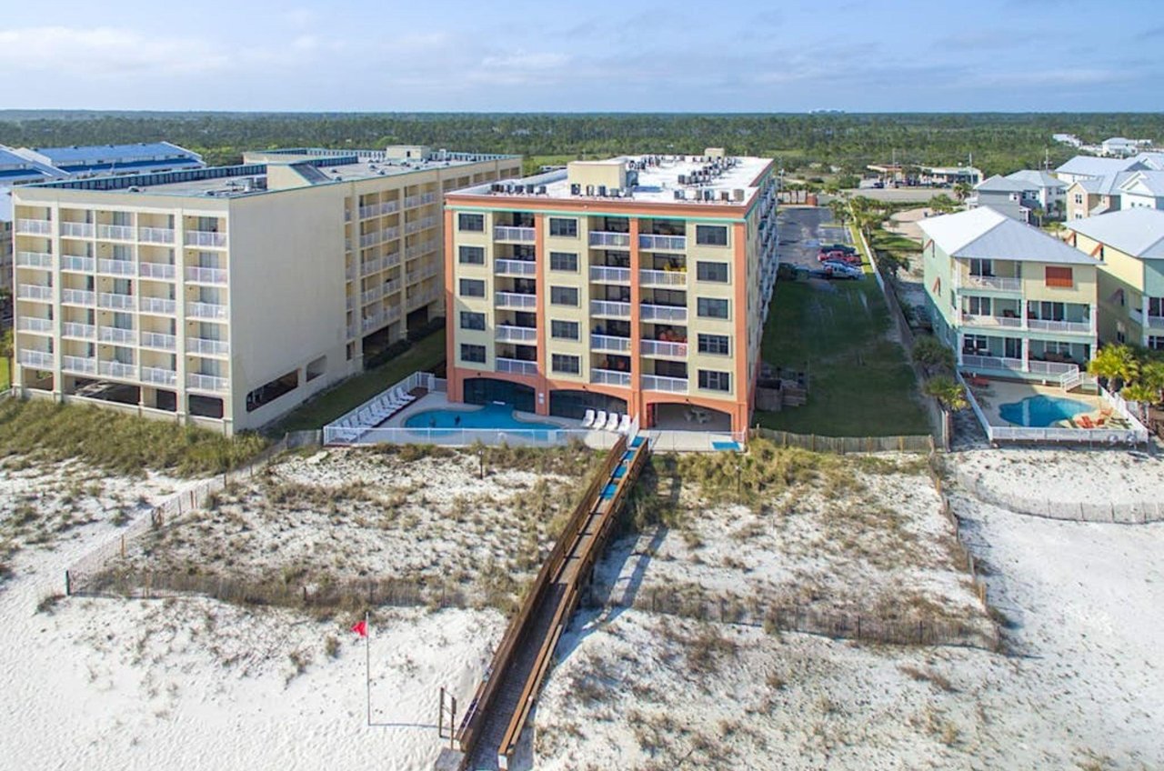 Birds eye view of Harbour Place on the coast in Orange Beach Alabama