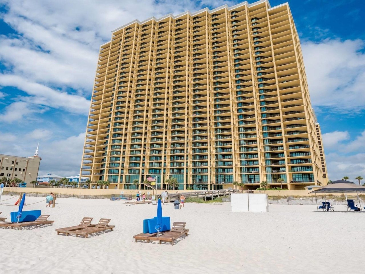 View from the beach of the Oasis at Orange Beach in Orange Beach Alabama