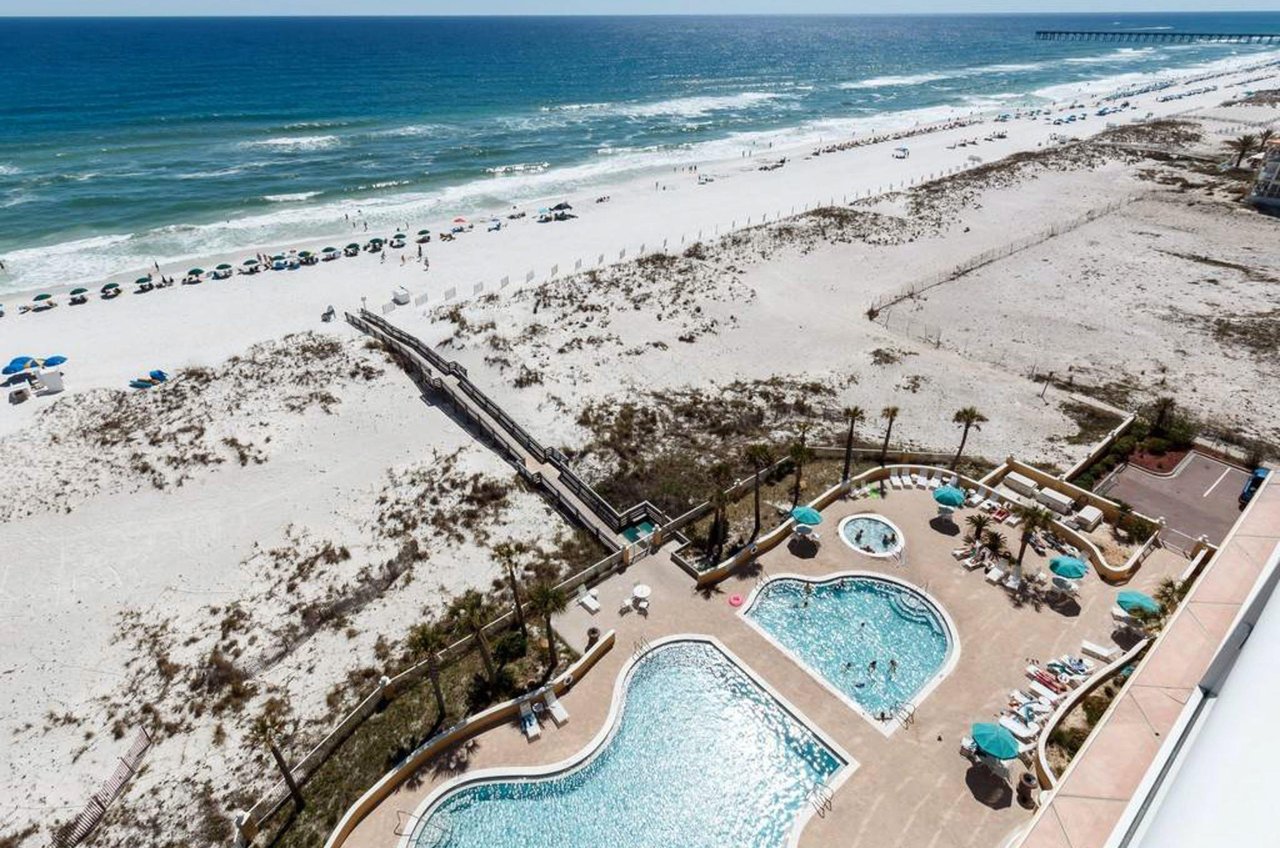 Relax at the beachside pool and courtyard