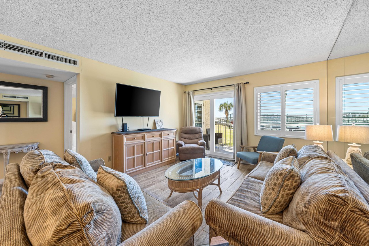 HSRC Living room with 56 TV  Balcony Access