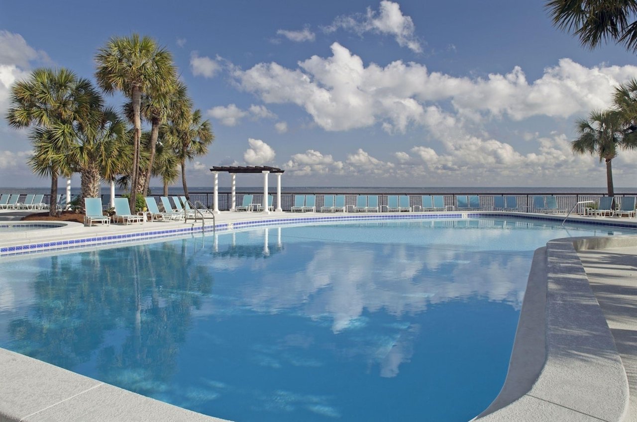 The waterfront swimming pool at Bayside