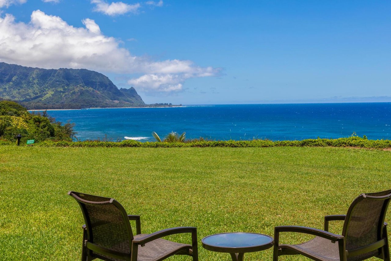 Enjoy the stunning ocean views from the lanai area