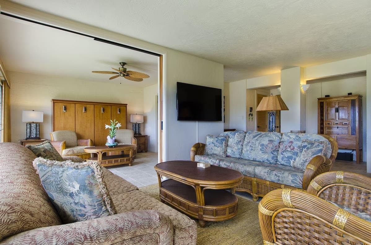 Living room  Sliding door closes off second bedroom