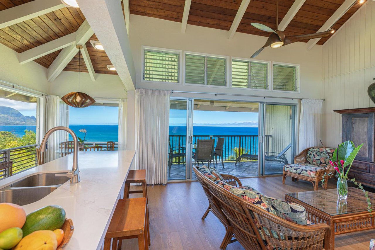 Beautiful ocean views from all areas of kitchen and living area