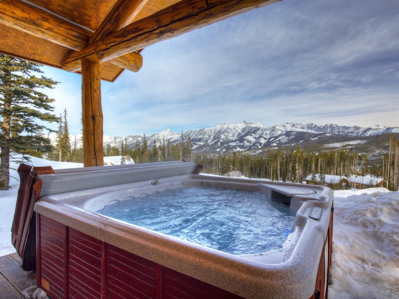 a pool in a snowy place