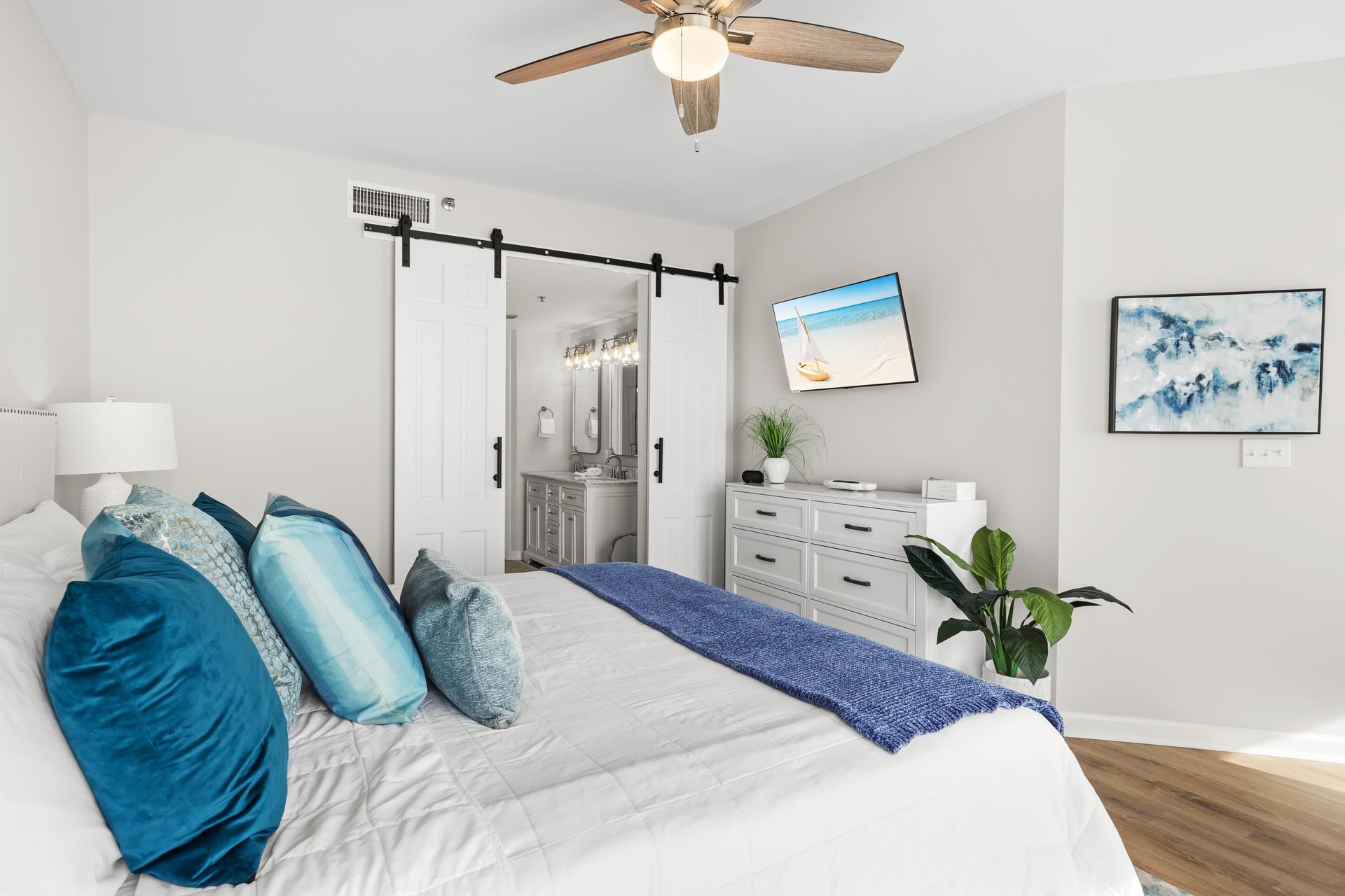 Primary Bedroom with King Bed and Flat Screen TV