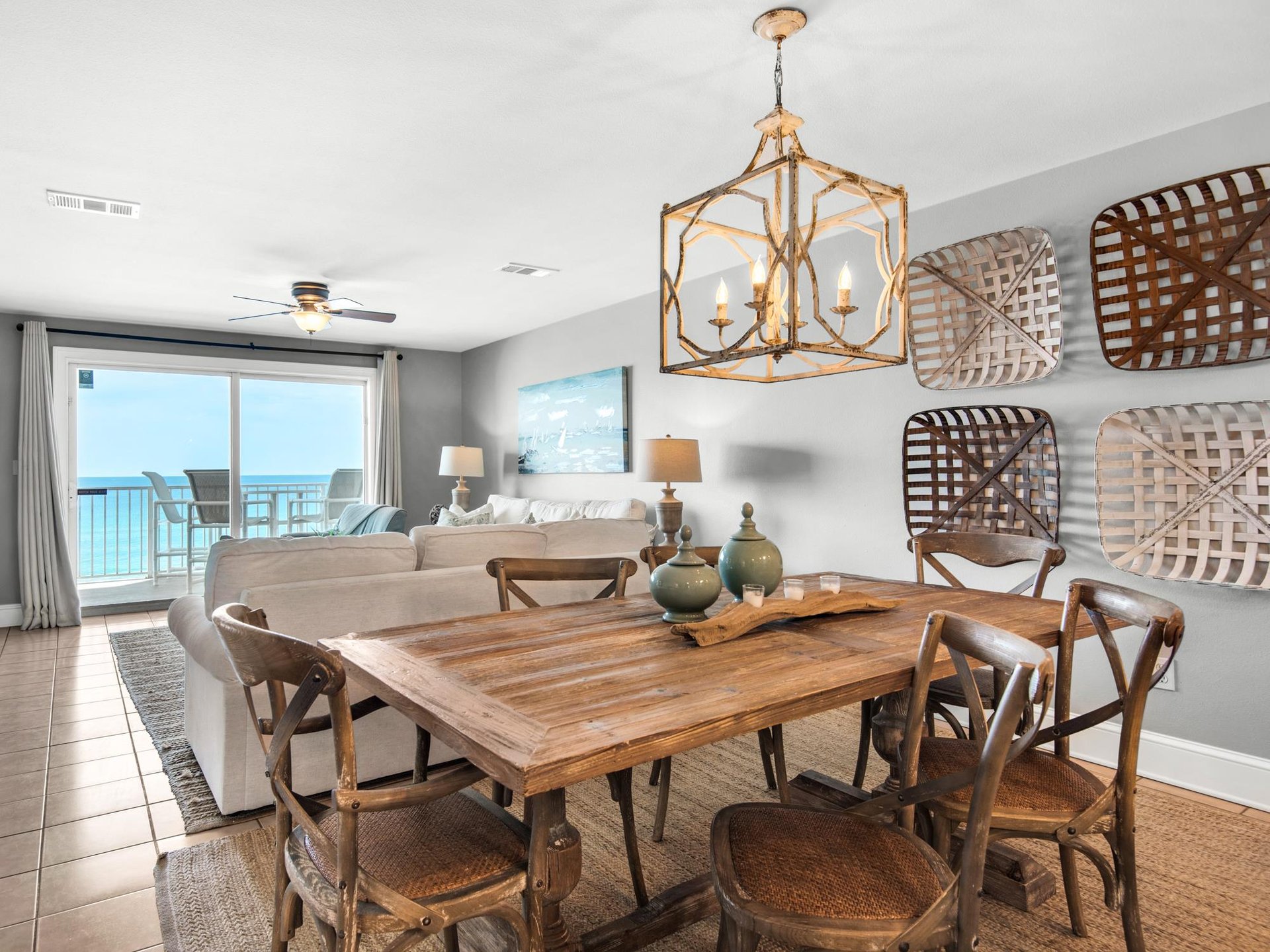 Dining Area open to Kitchen and Living with a Gulf View