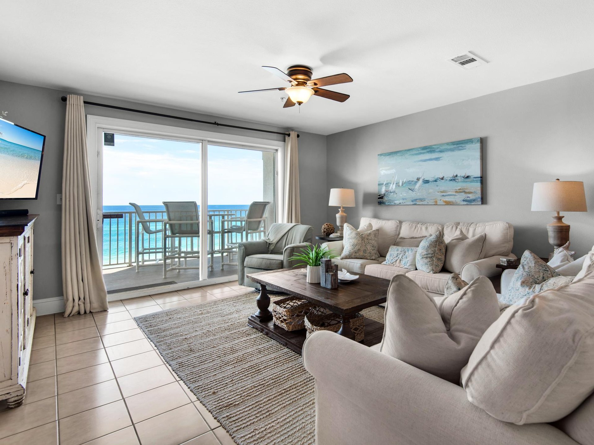Spacious Living Area with a Beautiful Gulf View