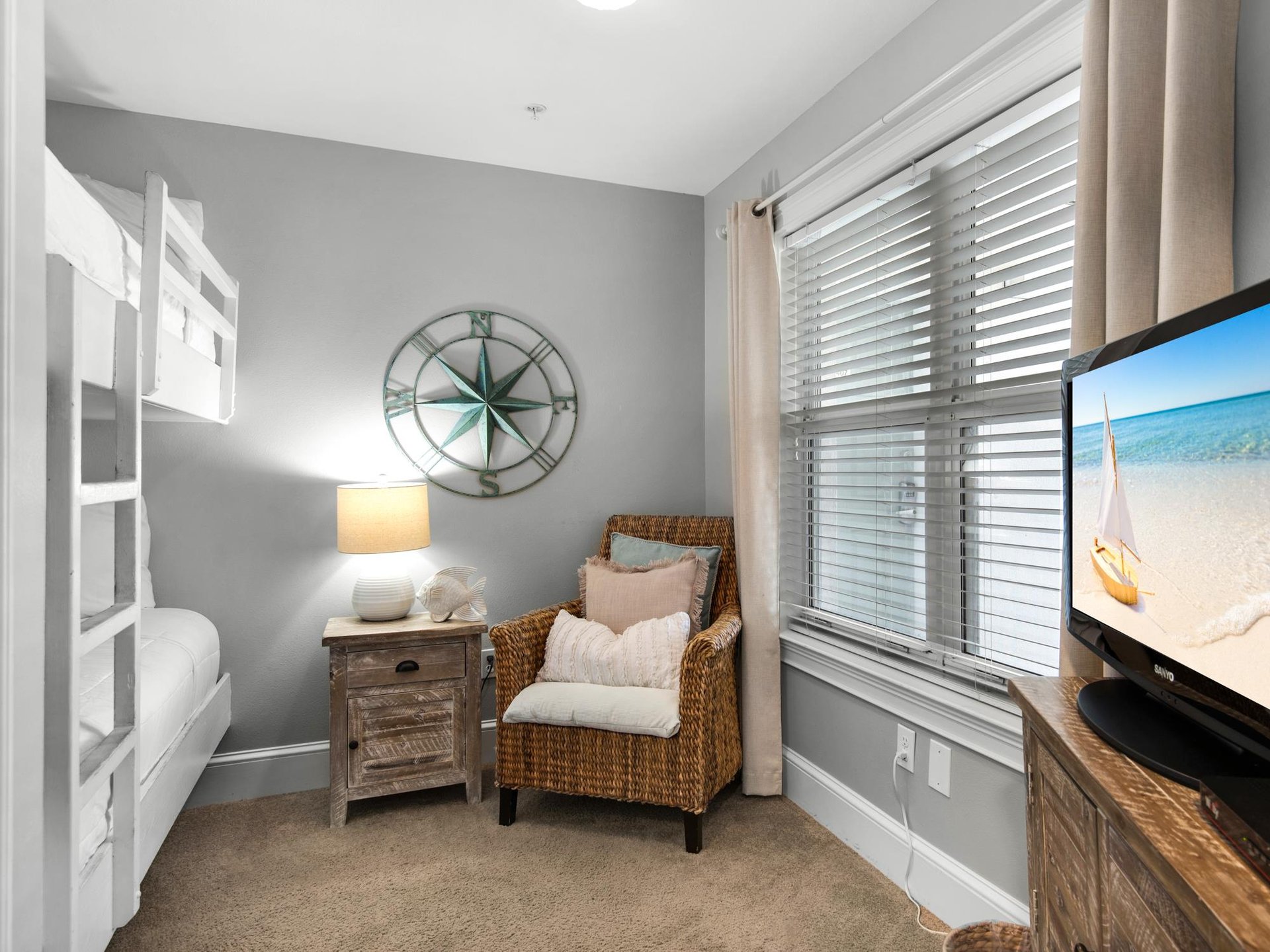 Guest Bedroom 2 with a Bunk Bed, Seating Area and TV