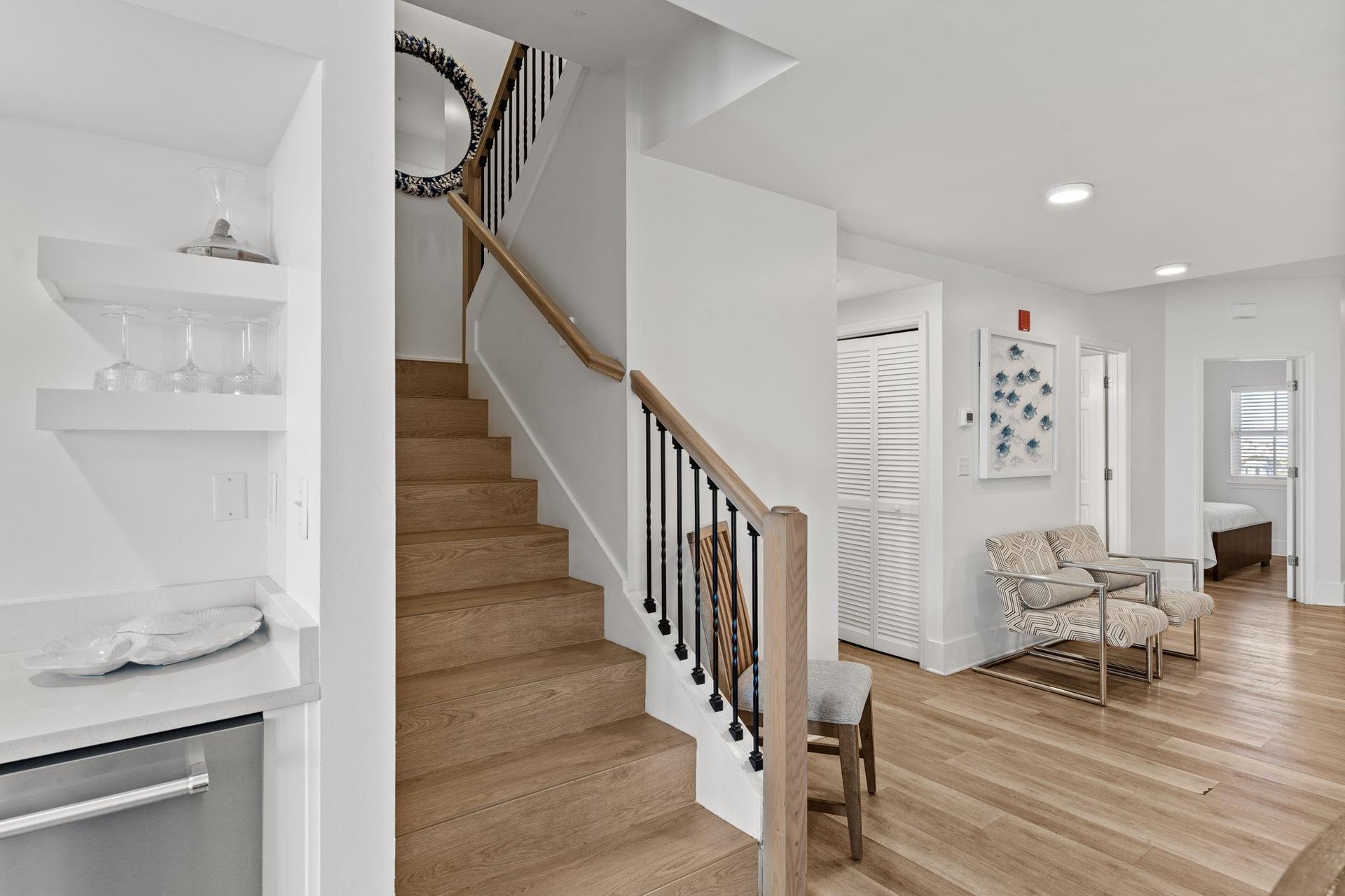 Warm hardwood floors and stylish open living space ...perfect for relaxation.