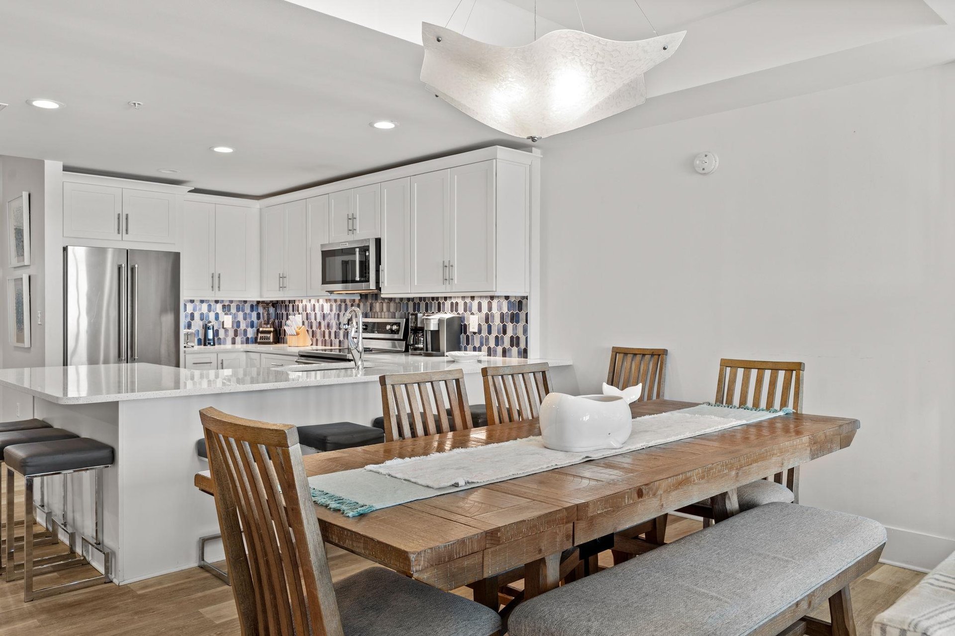 Enjoy a stunning rustic wood table and let memorable meals unfold.