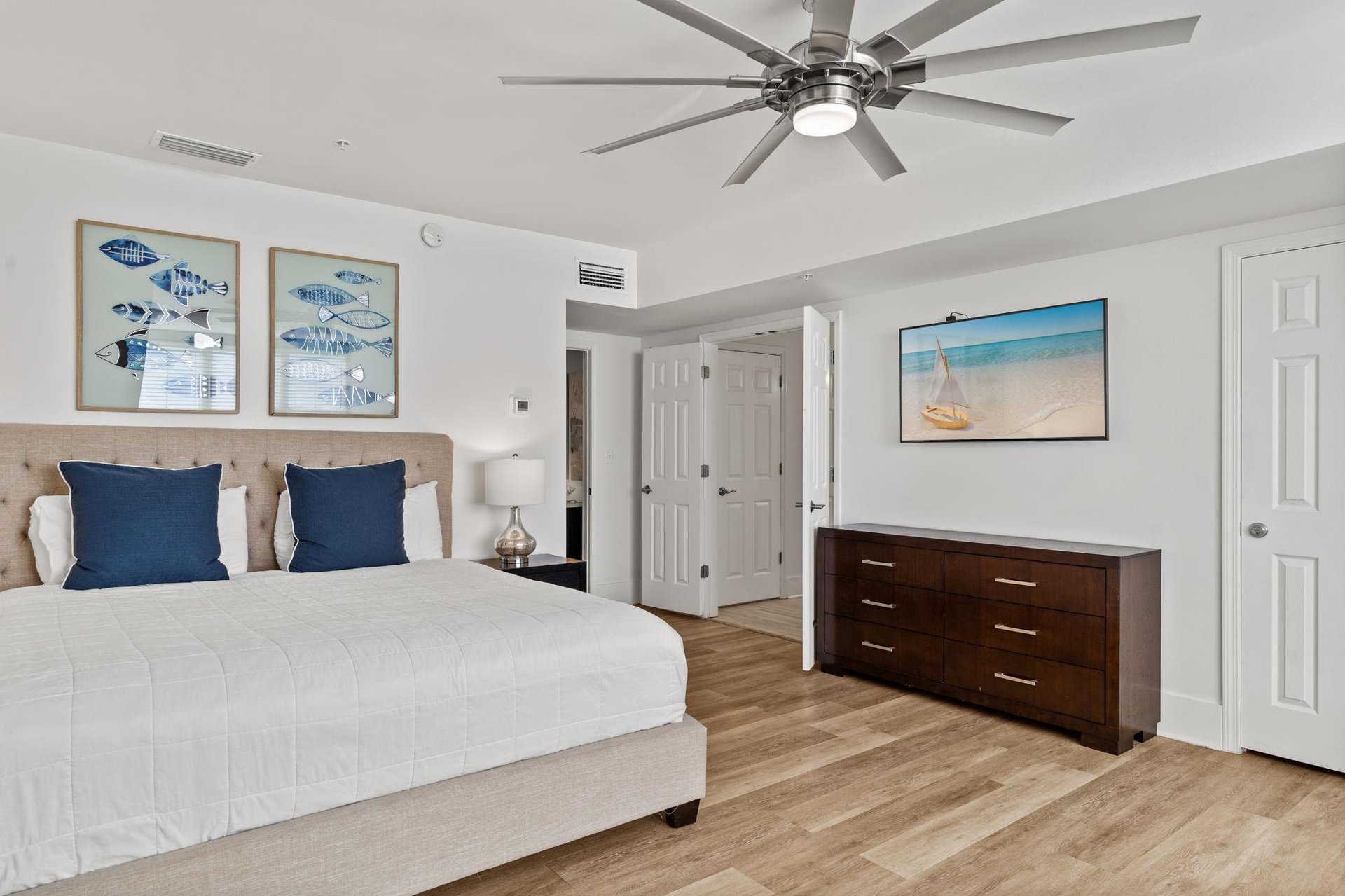 The 2nd floor king master suite offers a retreat after beachside adventures.