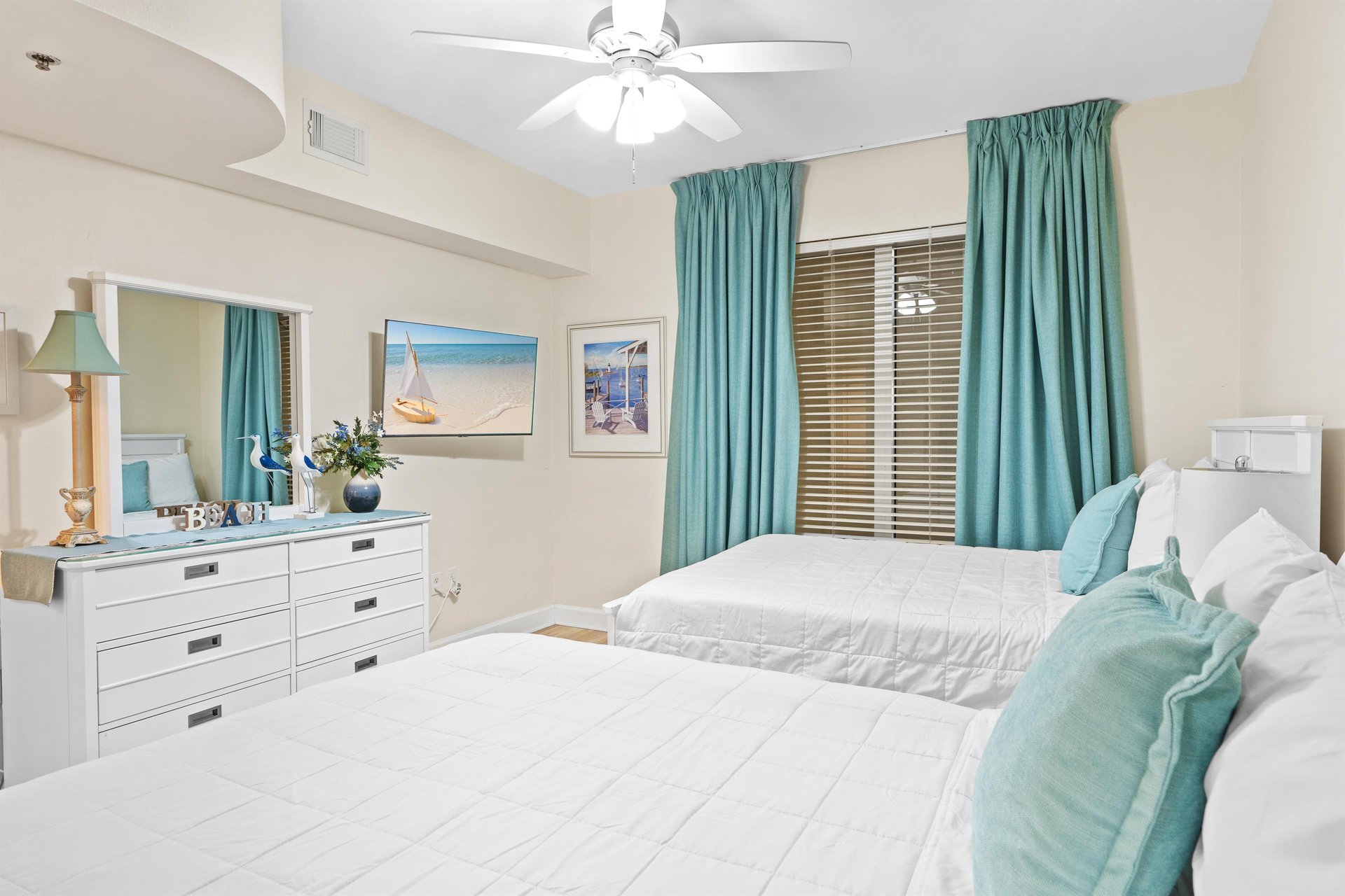 Guest Bedroom with Mounted TV