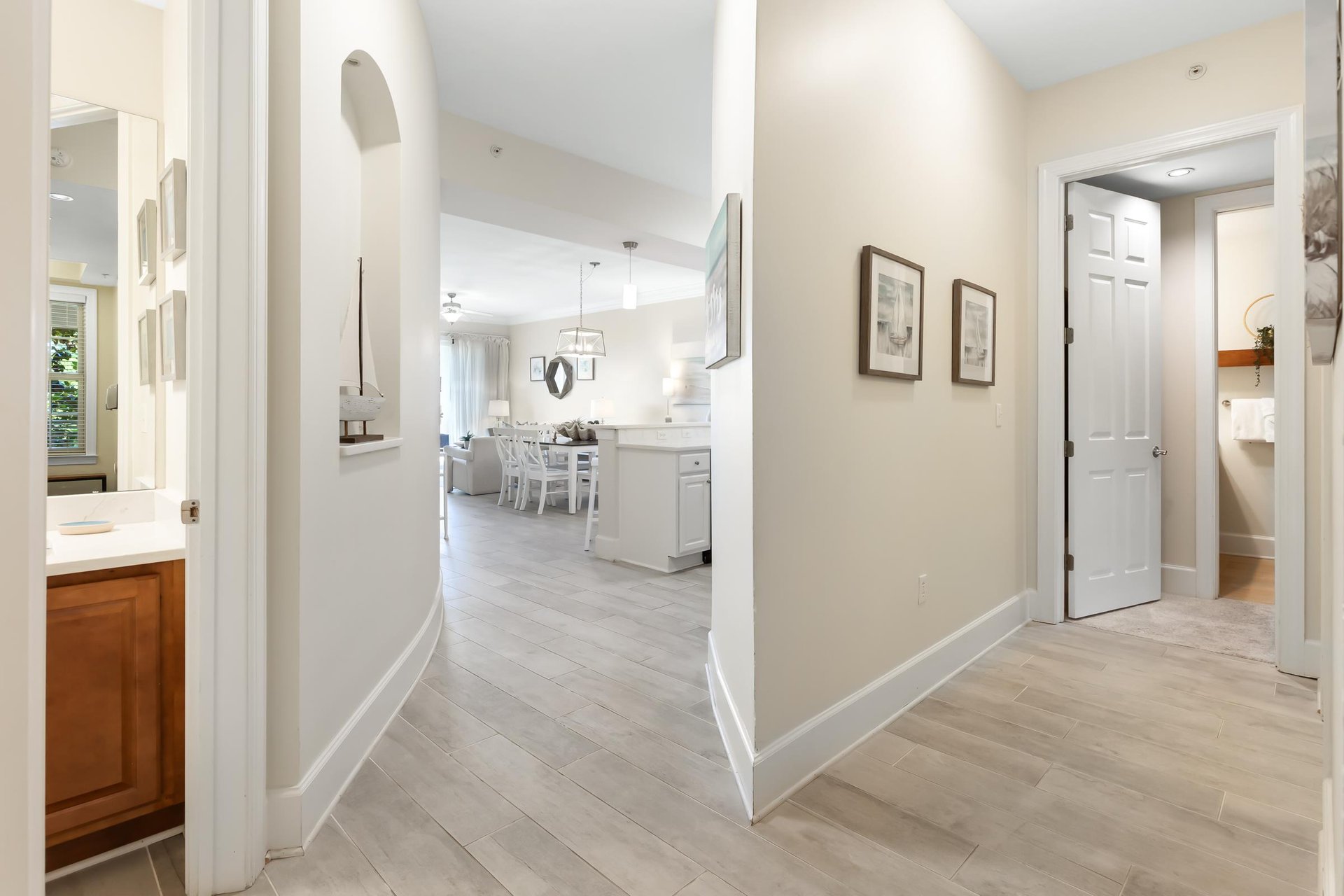 Step into an open, airy space where lightfilled rooms flow seamlessly together. Clean lines, soft neutral tones, and thoughtful design create a welcoming retreat for your stay.