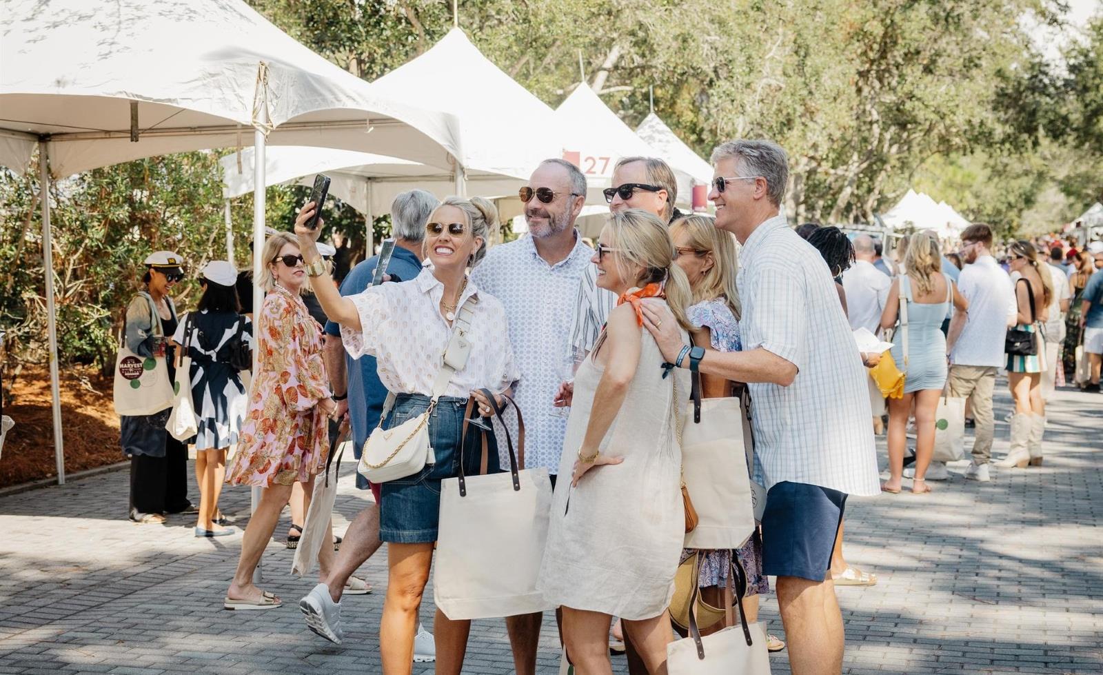 a group of people standing outside