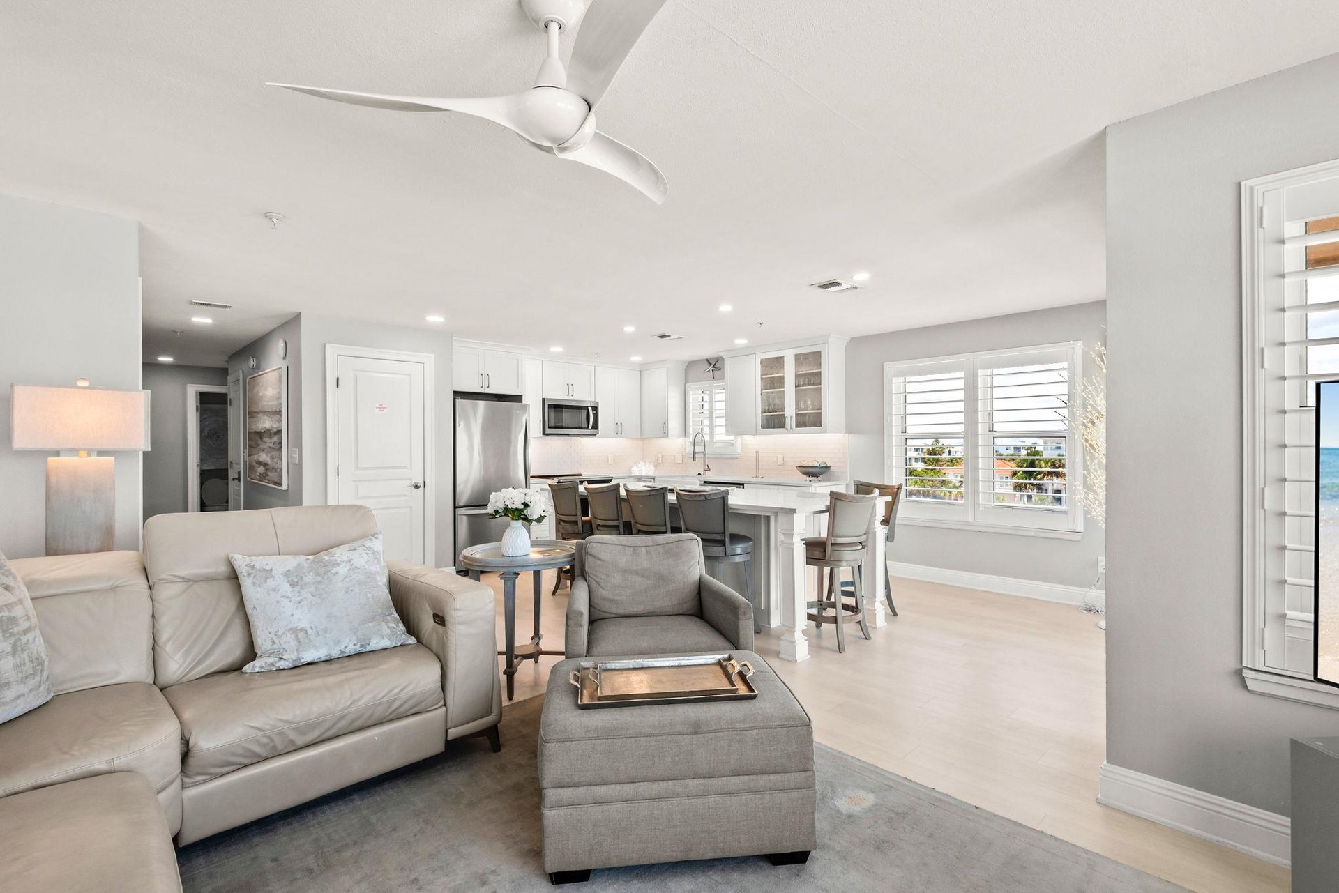 Enjoy the bright, openconcept space where your living room flows seamlessly into a modern kitchen