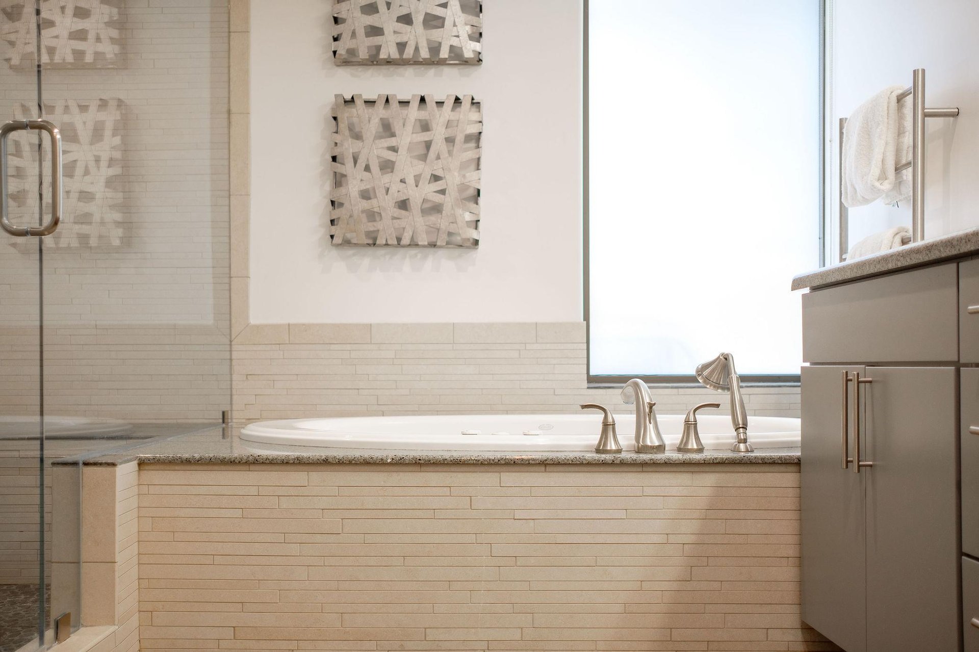 Relax in the oversized soaking jetted tub