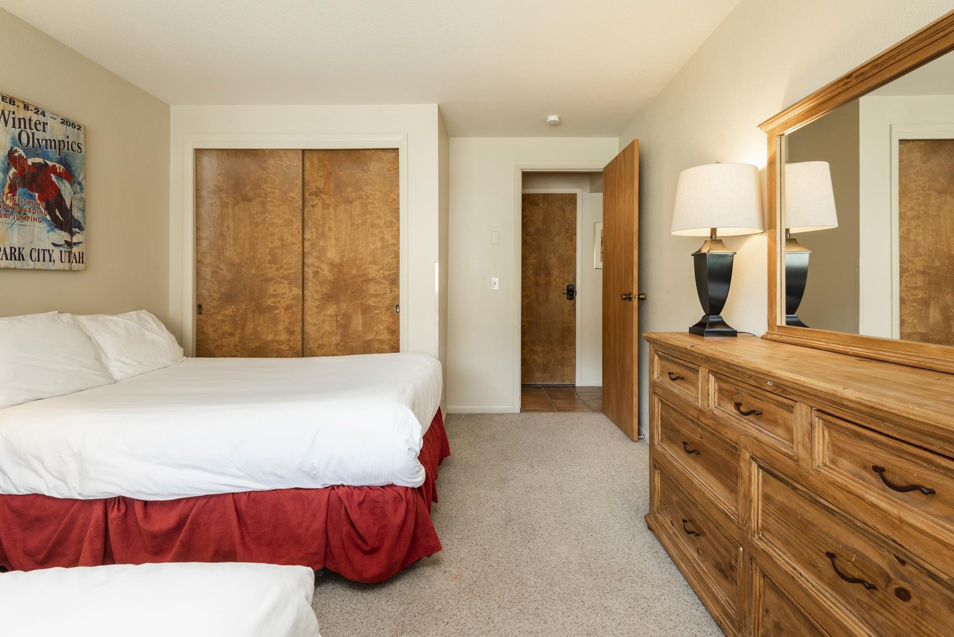Guest bedroom features two doublesized beds