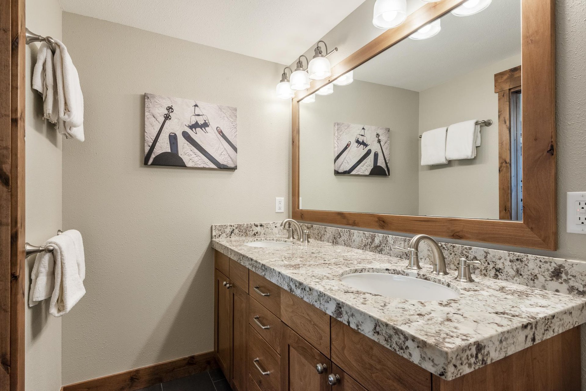 Granite countertop in the main bathroom