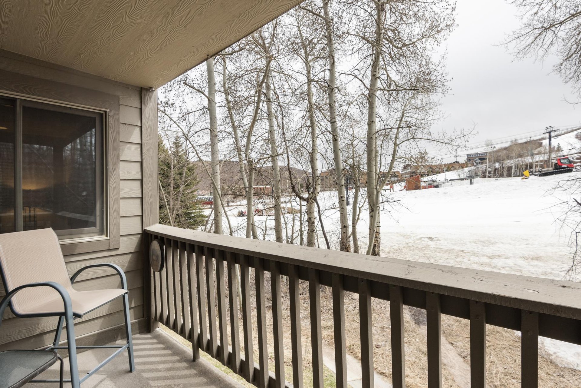 Enjoy views of the slopes from the private patio