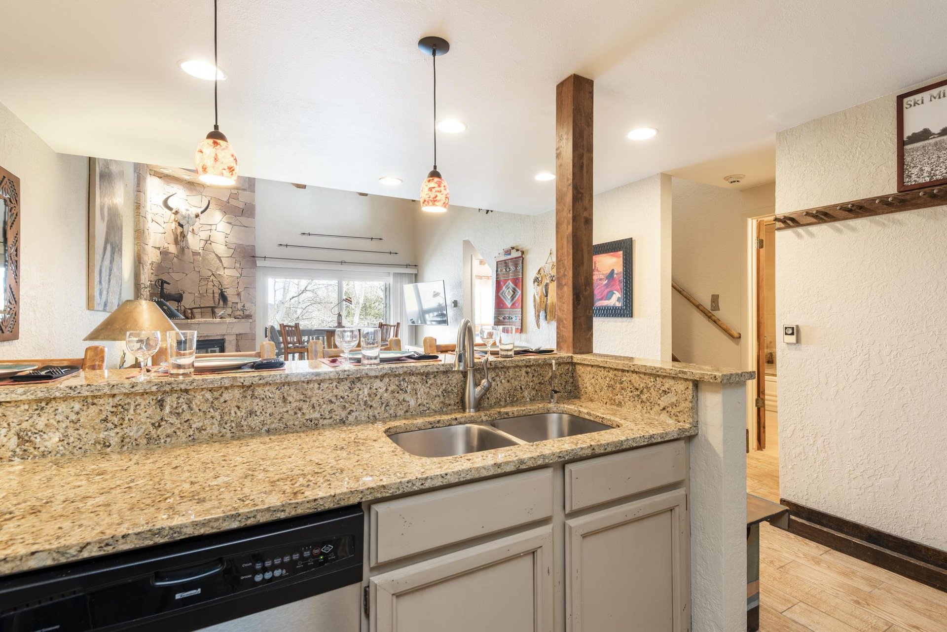 Kitchen overlooking the living area