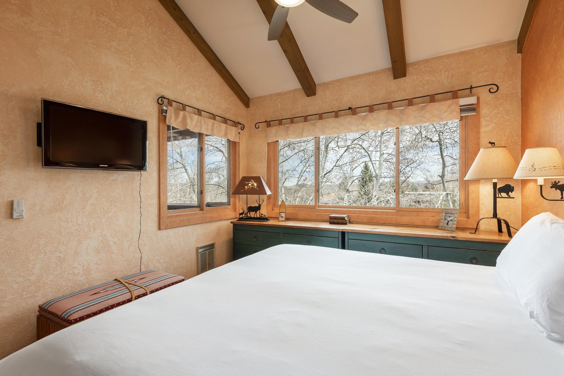 Main bedroom with aspen grove views