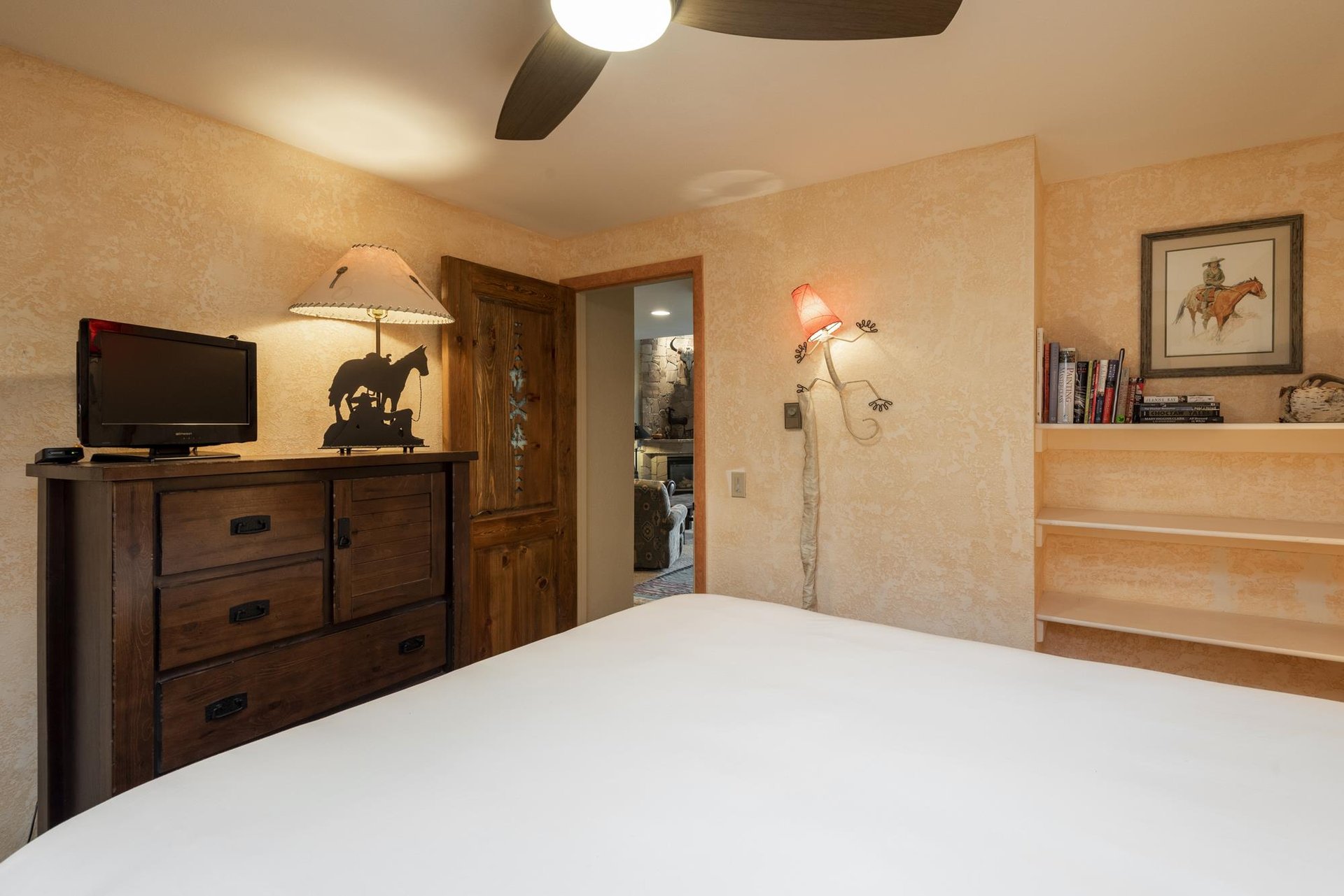 Comfortable queensized bed in the guest bedroom