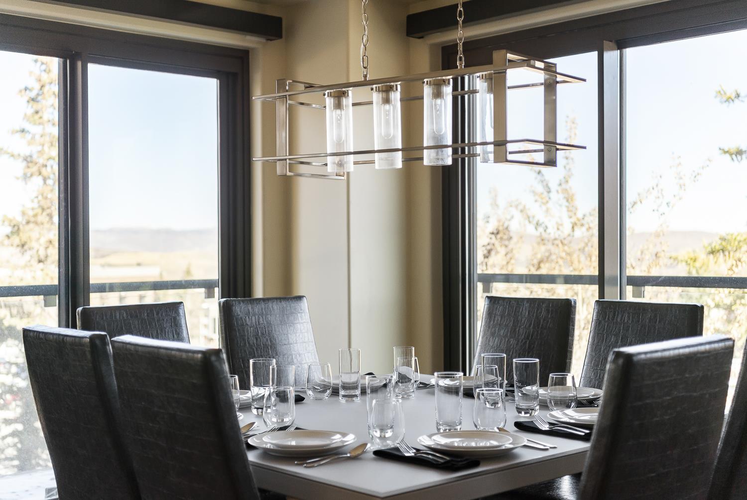 Dining table offers ski resort views
