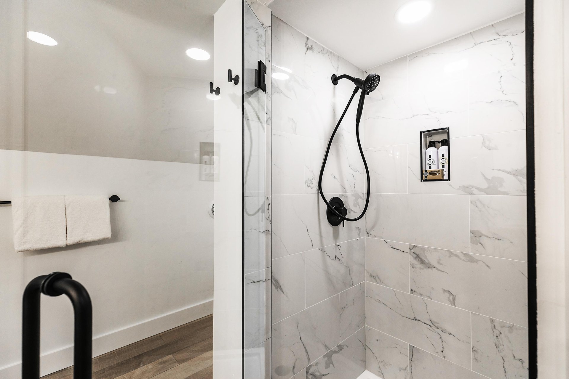 Modern style shower with adjustable shower head