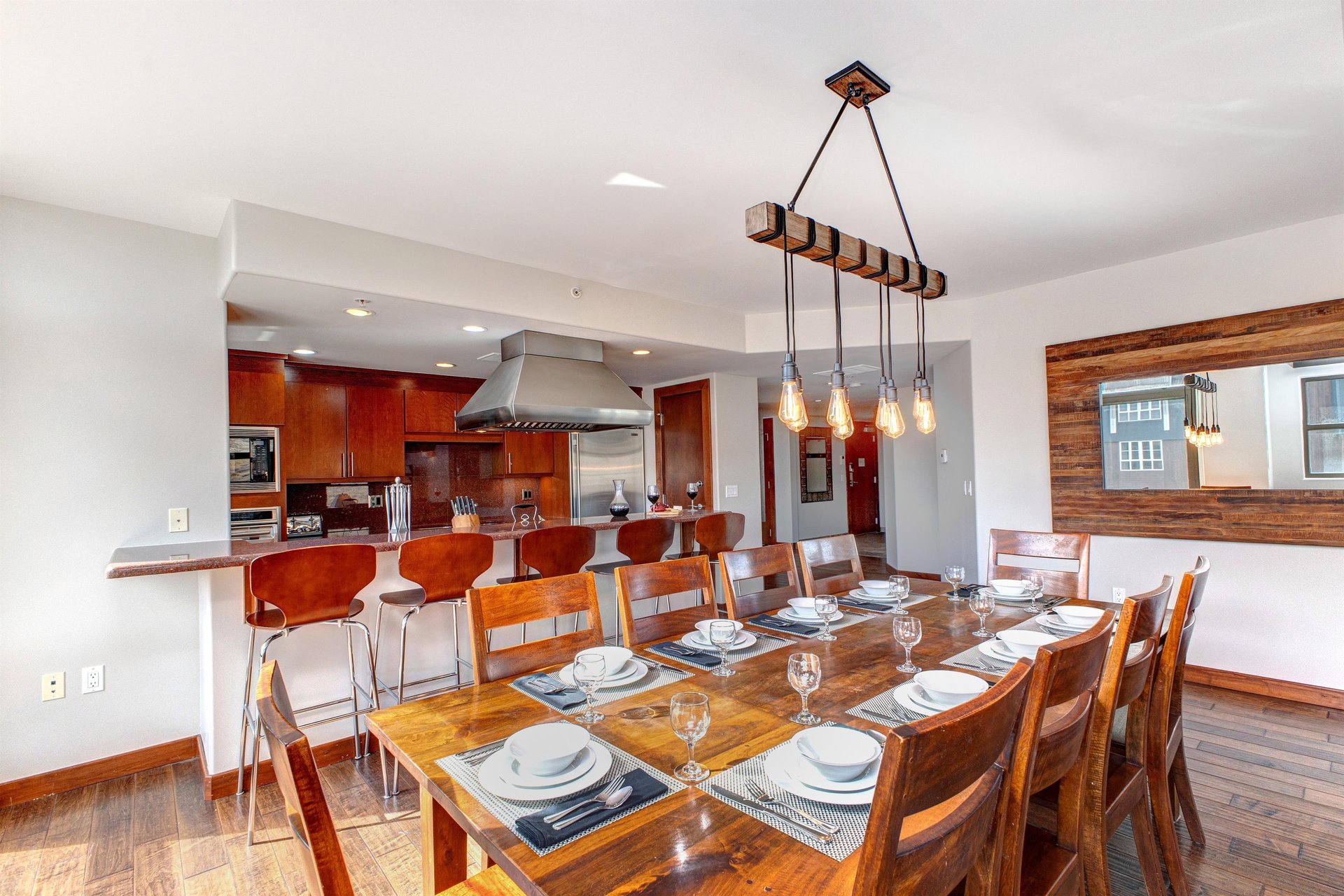 Lowell 402 dining table with seating for 10 guests.